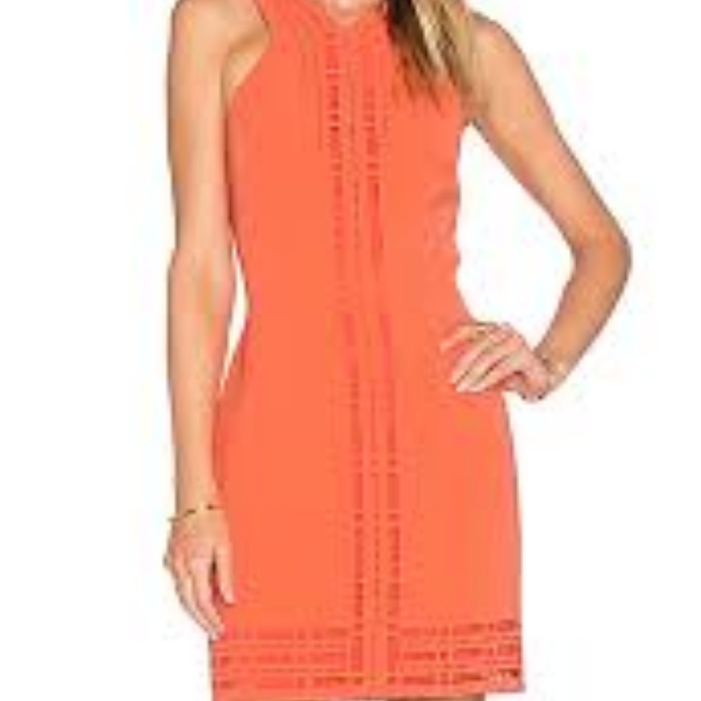 Greylin Millany laser cut dress orange, M